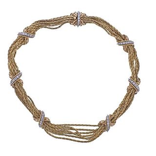 1960s 14k Gold Diamond Necklace