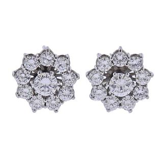 18k Gold 2.00ctw Diamond Cluster Earrings