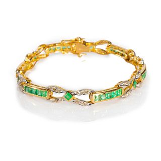 5.40ct Emerald And 1.40ct Diamond Bracelet