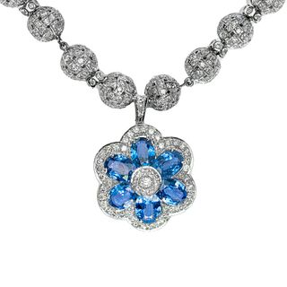 12.06ct Sapphire And 23.37ct Diamond Necklace