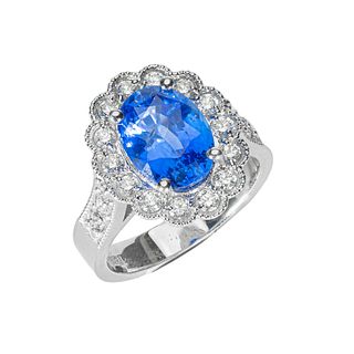 3.67ct Sapphire and 0.64ct Diamond Ring