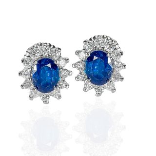 3.10ct Sapphire And 1.20ct Diamond Earrings