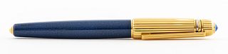 Cartier 'Pasha' Gold Plated & Blue Lacquer Pen