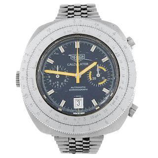 HEUER - a gentleman's Calculator chronograph bracelet watch. Stainless steel case with calibrated be