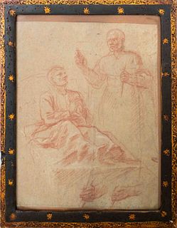 Old Master Drawing Red Chalk on Paper Drawing
