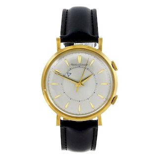 JAEGER-LECOULTRE - a gentleman's Memo-Vox wrist watch. Yellow metal case, stamped 18k with poincon.