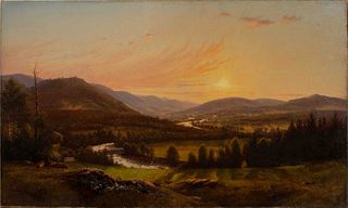 Edward W Nichols Landscape Oil on Canvas, 19th C.