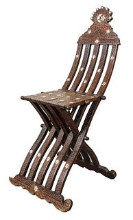 Antique Moorish Mother of Pearl Folding Chair