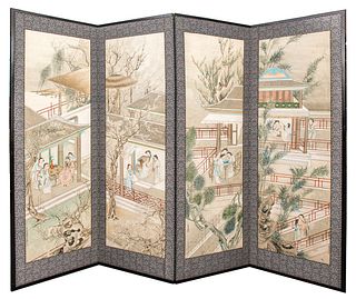 Chinese Folding Screen of "The Four Seasons"