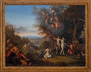 Daniel Vertangen "Judgement of Paris" Oil, 17th C.