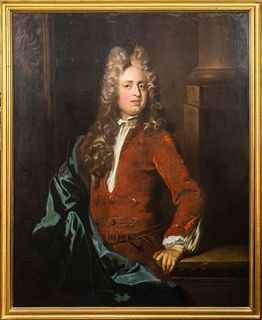English School Portrait of Gentleman Oil, 18th C.