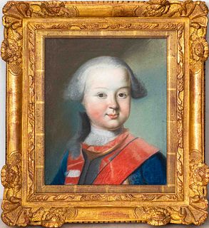 Continental Pastel on Paper of Noble Boy, 18th C