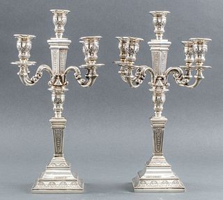 Sterling Silver Neoclassical Style Candelabra, Pr