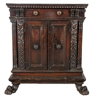 Italian Baroque Carved Wood Credenza Cabinet