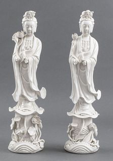 Chinese Blanc de Chine Guanyins, Pair