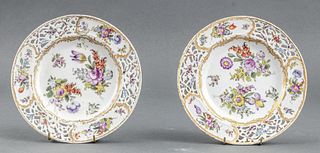 Meissen Manner Reticulated Floral Plates, 2