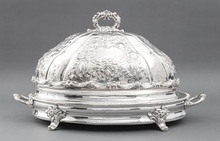 English Silverplate Meat Dome with Platter