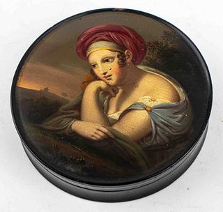 Hand-Painted Continental Round Box