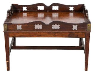Antique Carved Reticulated Butler Tray Table