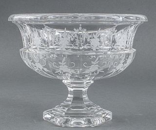 Etched Crystal Bowl in Shape of Classical Urn