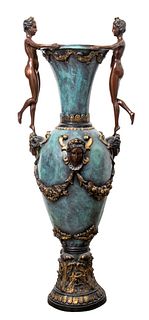 Large Bronze Urn w/ Nude Female Figures