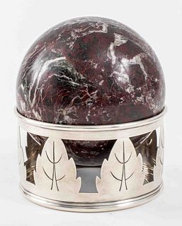 Stone Sphere & Reed & Barton Sterling Silver Stand