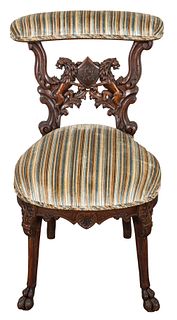 Renaissance Revival Oak Cockfighting Chair