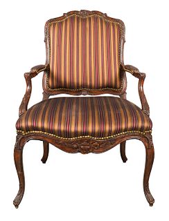 Louis XV Manner Upholstered Armchair