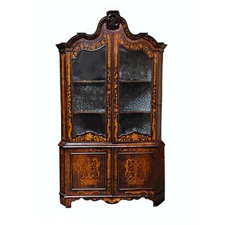 Early 19th C Dutch Marquetry China Display Cabinet