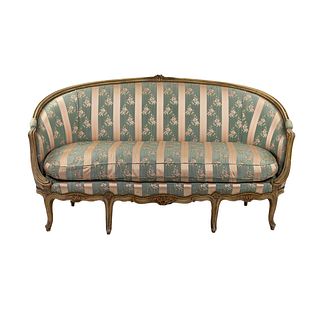 Antique French Louis XV Style Silk Canape Sofa
