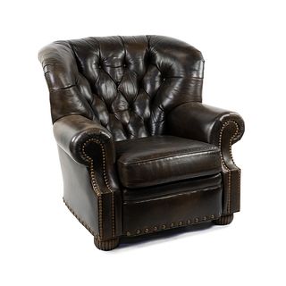 Hancock & Moore Brown Leather Tufted Lounge Chair