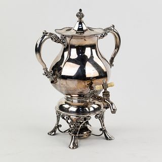 Antique English Silver Plate Samovar Coffee Urn w Burner