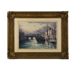 Manuel Robbe 'Le Pont Neuf' Signed Color Aquatint