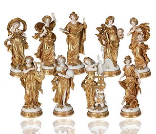 LUDWISBURG PORCELAIN GROUP OF THE 'NINE MUSES'