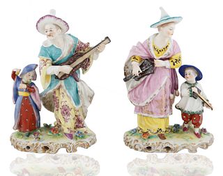 PAIR OF CAPODIMONTE 'TWO MALABAR MUSICIANS' PORCELAIN FIGURES