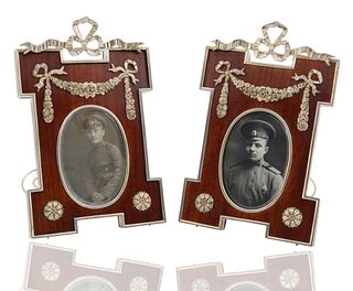 1908-1917 PAIR OF RUSSIAN SILVER-MOUNTED PHOTO FRAMES, ST. PETERSBURG