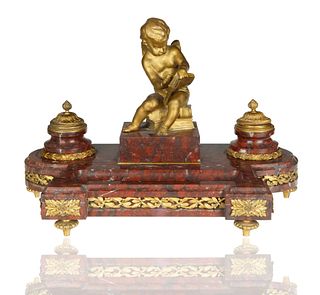 A FRENCH PUTTI INKWELL