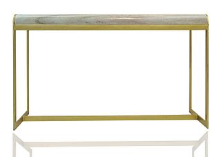 CONTEMPORARY STONE AND METAL CONSOLE TABLE