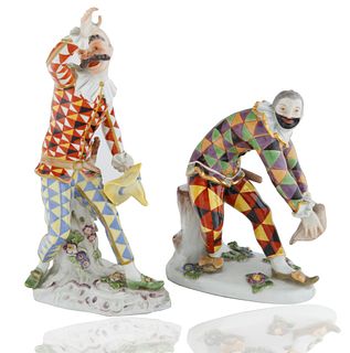 CIRCA 1890 TWO MEISSEN FIGURES OF THE 'GREETING HARLEQUIN'