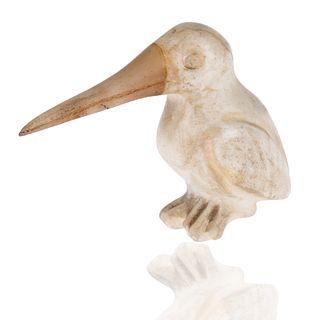 EARLY 20TH CENTURY RUSSIAN CARVED HARDSTONE PELICAN FIGURE [HAMMER GALLERIES]