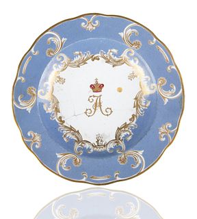NICHOLAS I SOUP PLATE FROM THE FARM PALACE BANQUET SERVICE [WINTER PALACE, HAMMER GALLERIES]