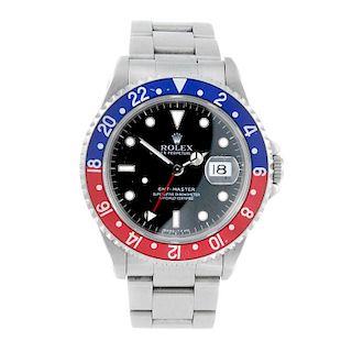 ROLEX - a gentleman's Oyster Perpetual Date GMT-Master bracelet watch. Circa 1996. Stainless steel c