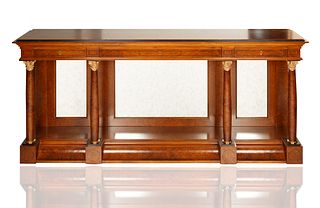 NEO-CLASSICAL STYLE BURLED WALNUT CONSOLE
