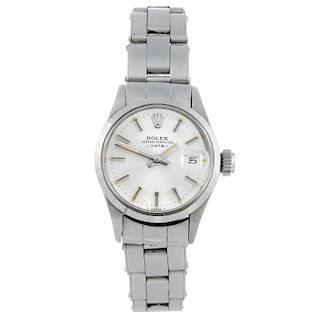ROLEX - a lady's Oyster Perpetual Date bracelet watch. Circa 1968. Stainless steel case. Reference 6