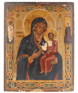 EARLY 19TH CENTURY RUSSIAN ICON OF THE SMOLENSKAYA MOTHER OF GOD