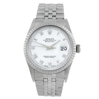 ROLEX - a gentleman's Oyster Perpetual Datejust bracelet watch. Circa 1987. Stainless steel case wit