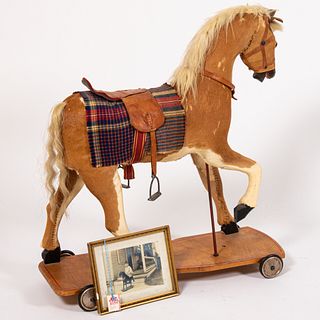 Child's Platform Riding Horse Toy On Wheels