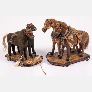 Two Horse Team Wheeled Pull Toys