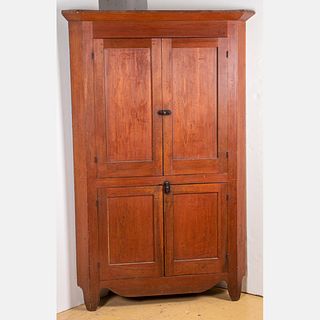 American Stained Cherry and Pine Corner Cupboard