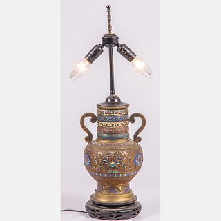 Chinese CloisonnÃ© Urn Mounted as a Table Lamp
